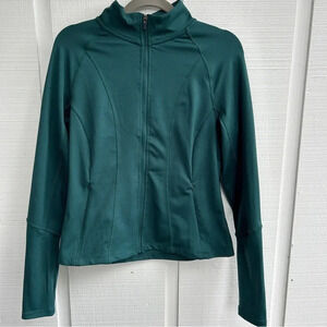 Danskin Full Zip Contour Yoga Performance Scuba Jacket w/ Thumbholes Deep Teal S